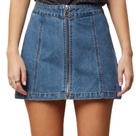Altar'd State Bohemian Chic Denim Mini Skirt - Picture 1 of 11
